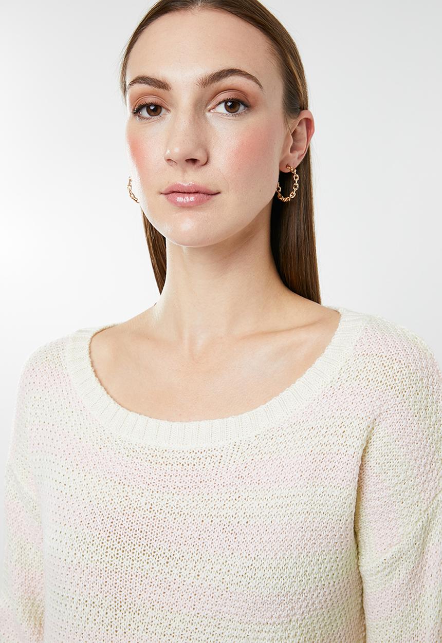 edit - Candy stripe jersey - cream & pink