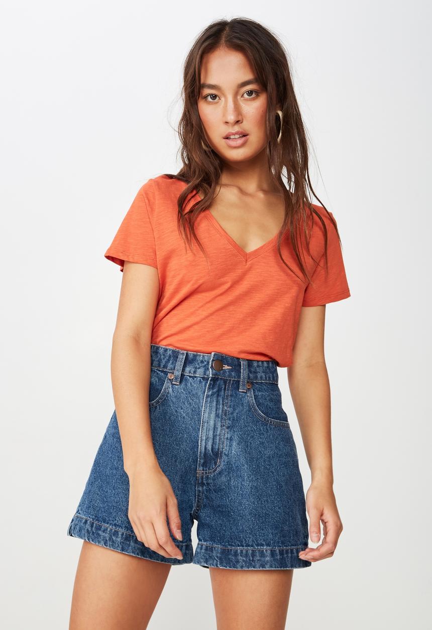 Cotton On - The deep v-neck tee - orange 