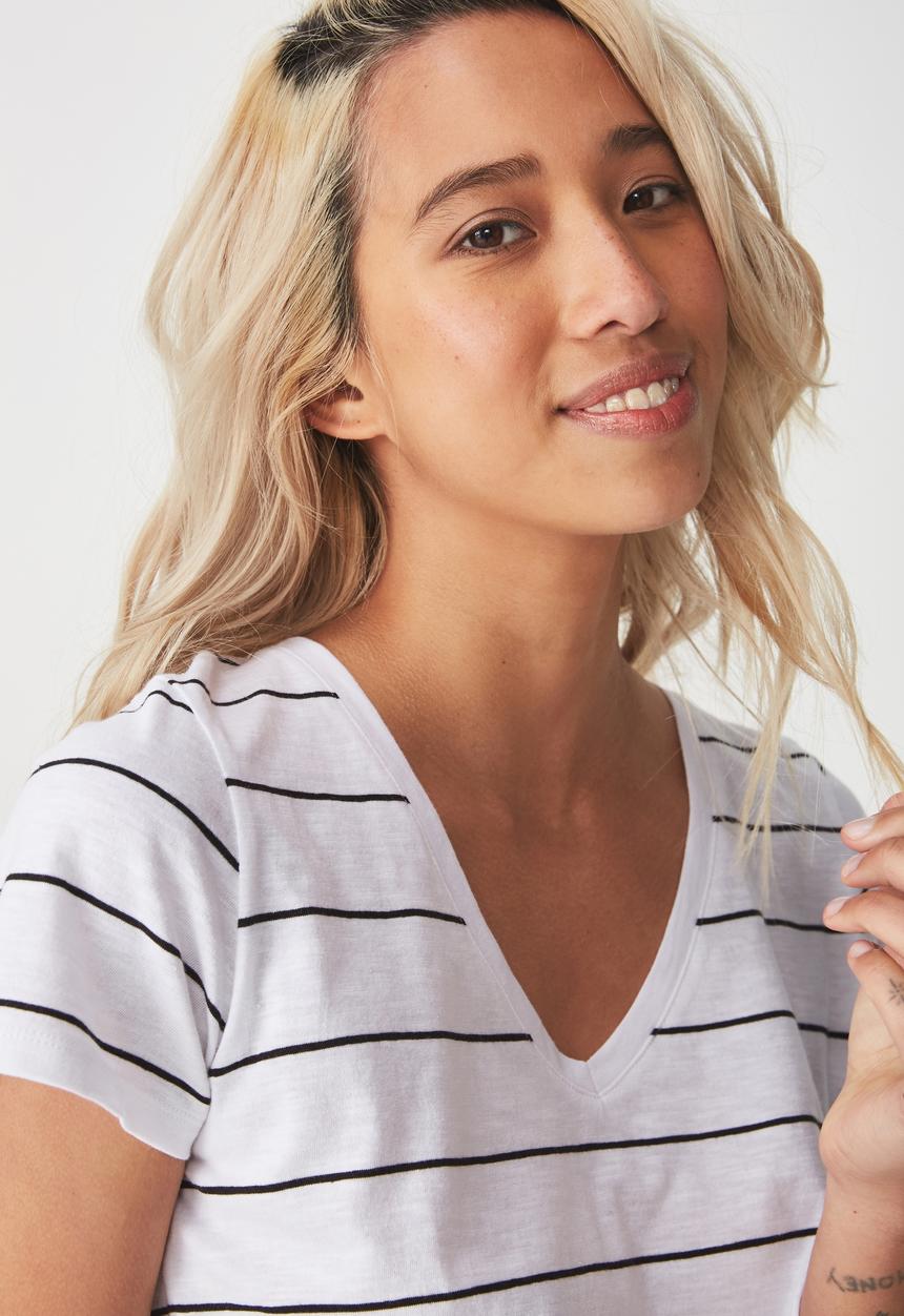 Cotton On - The deep v-neck tee - black & white