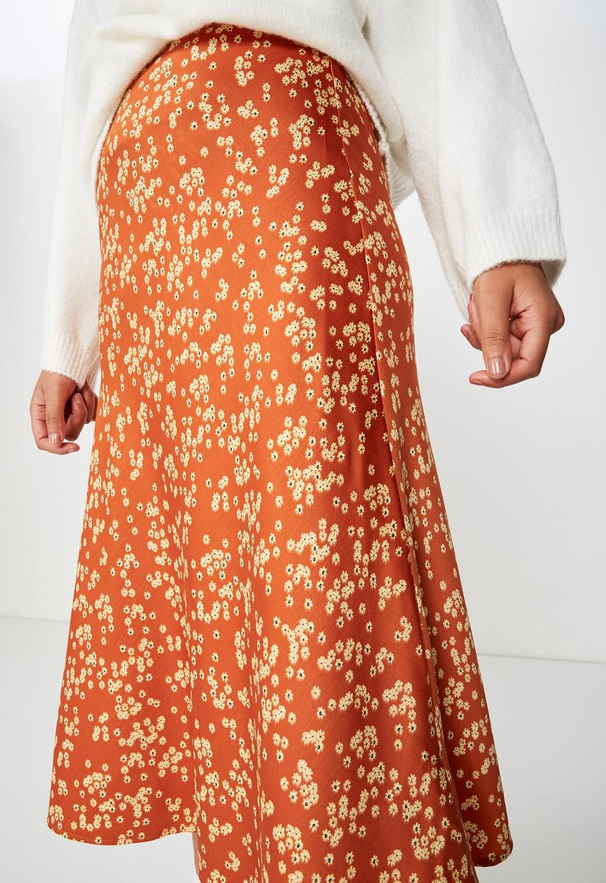 Cotton On - Woven bella midi skirt - disty rust