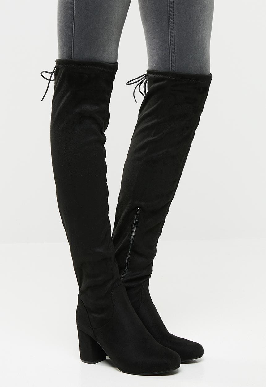 Footwork - Over the knee block boot - black