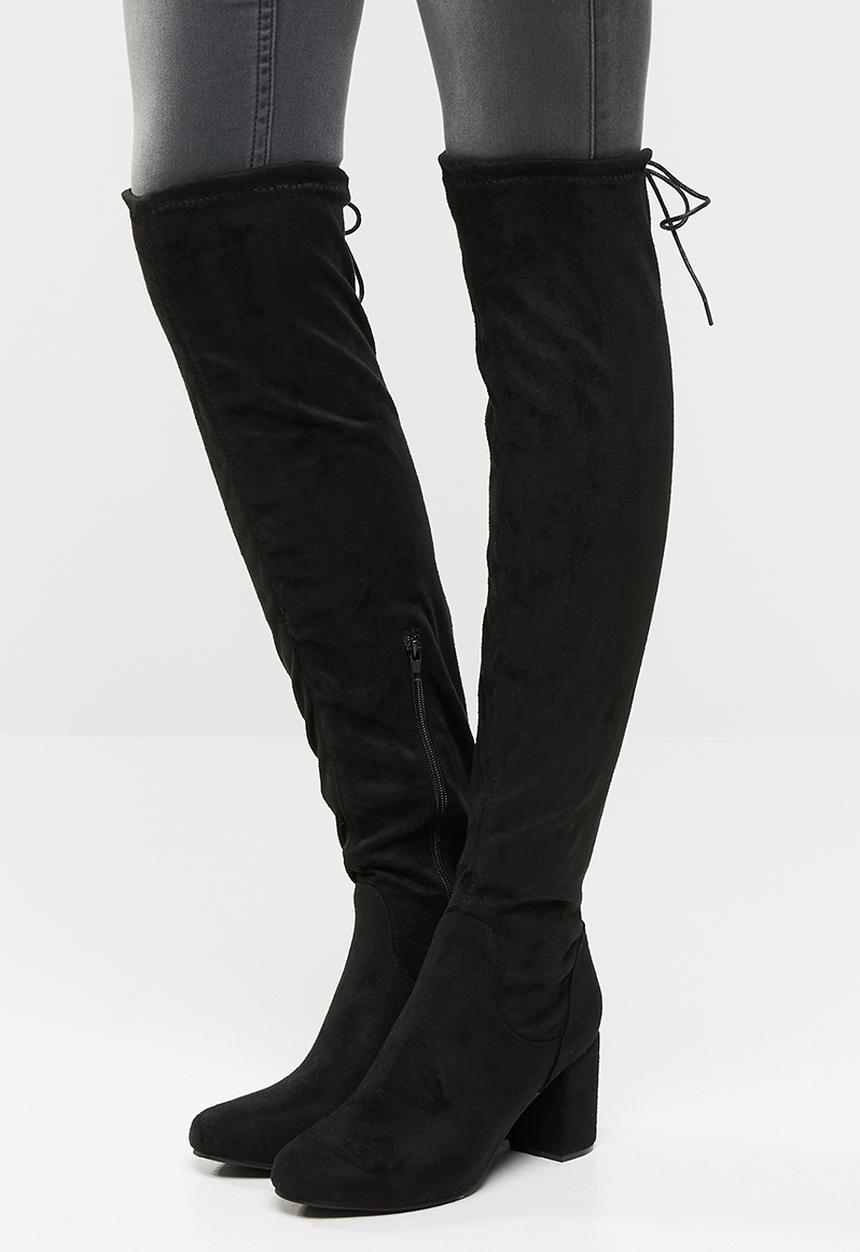 Footwork - Over the knee block boot - black