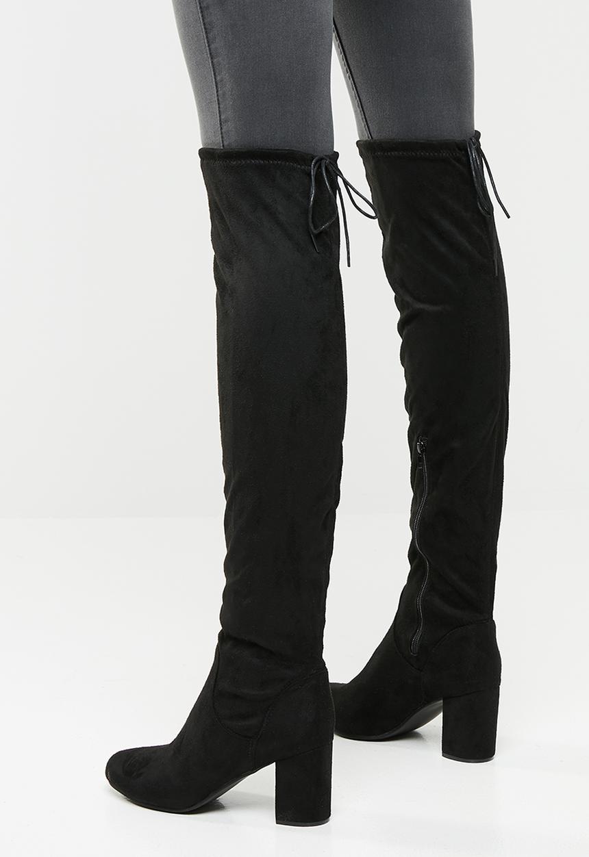 Footwork - Over the knee block boot - black