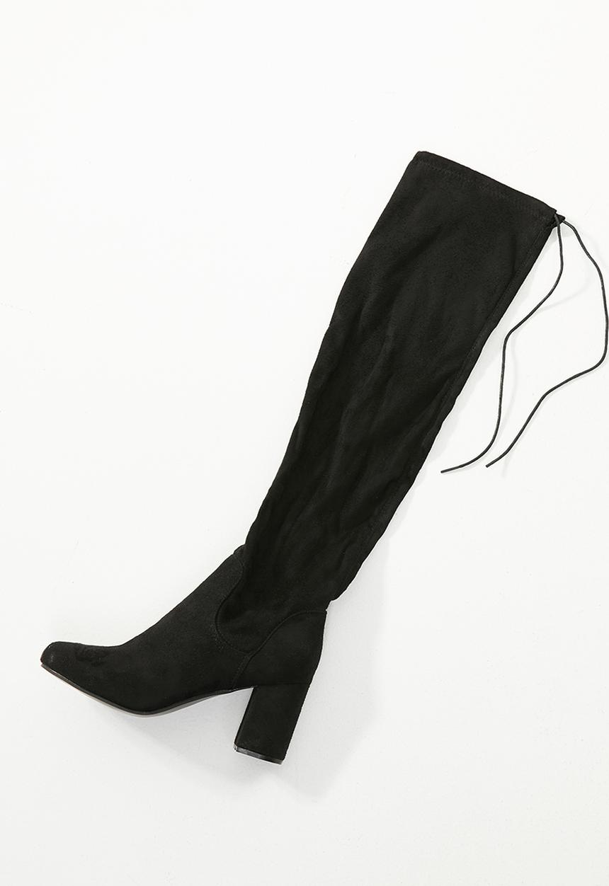 Footwork - Over the knee block boot - black