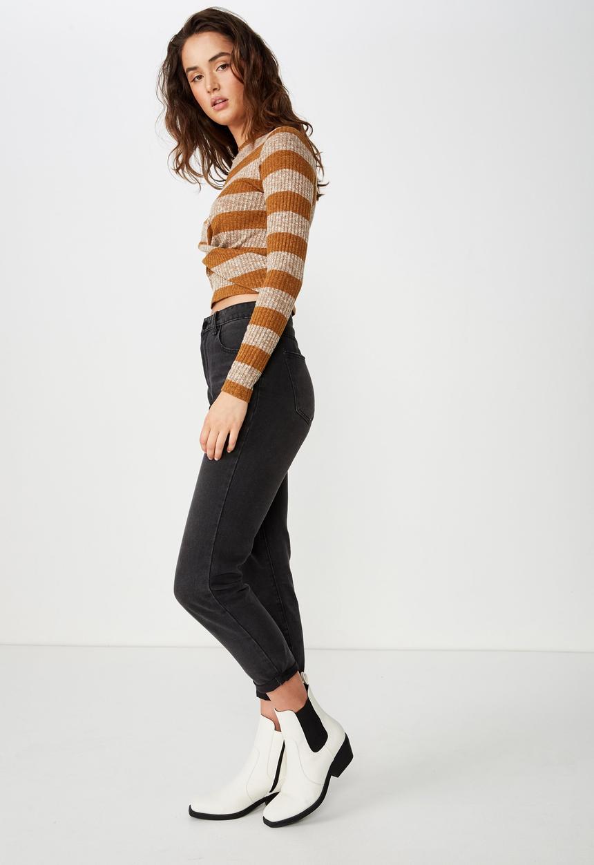 Cotton On - Devon twisty front long sleeve top - brown