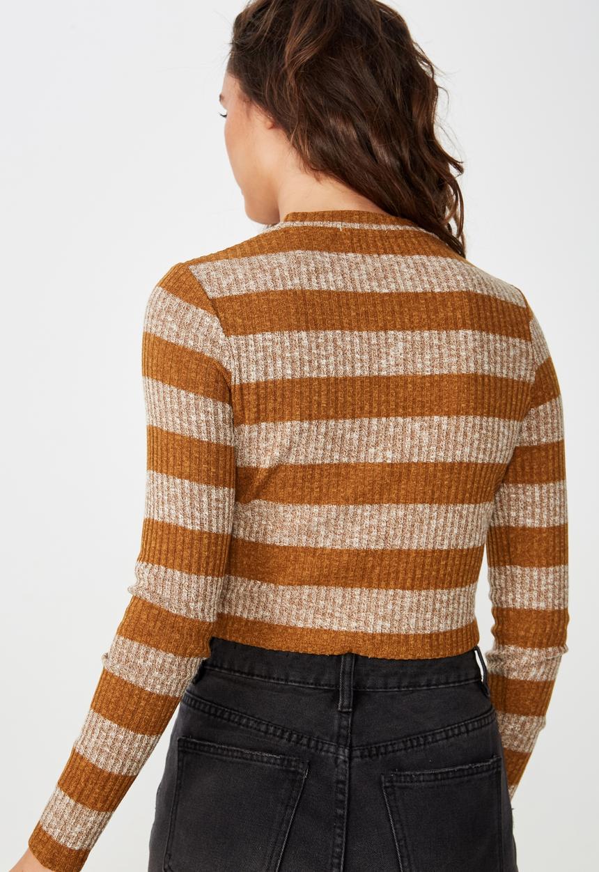 Cotton On - Devon twisty front long sleeve top - brown