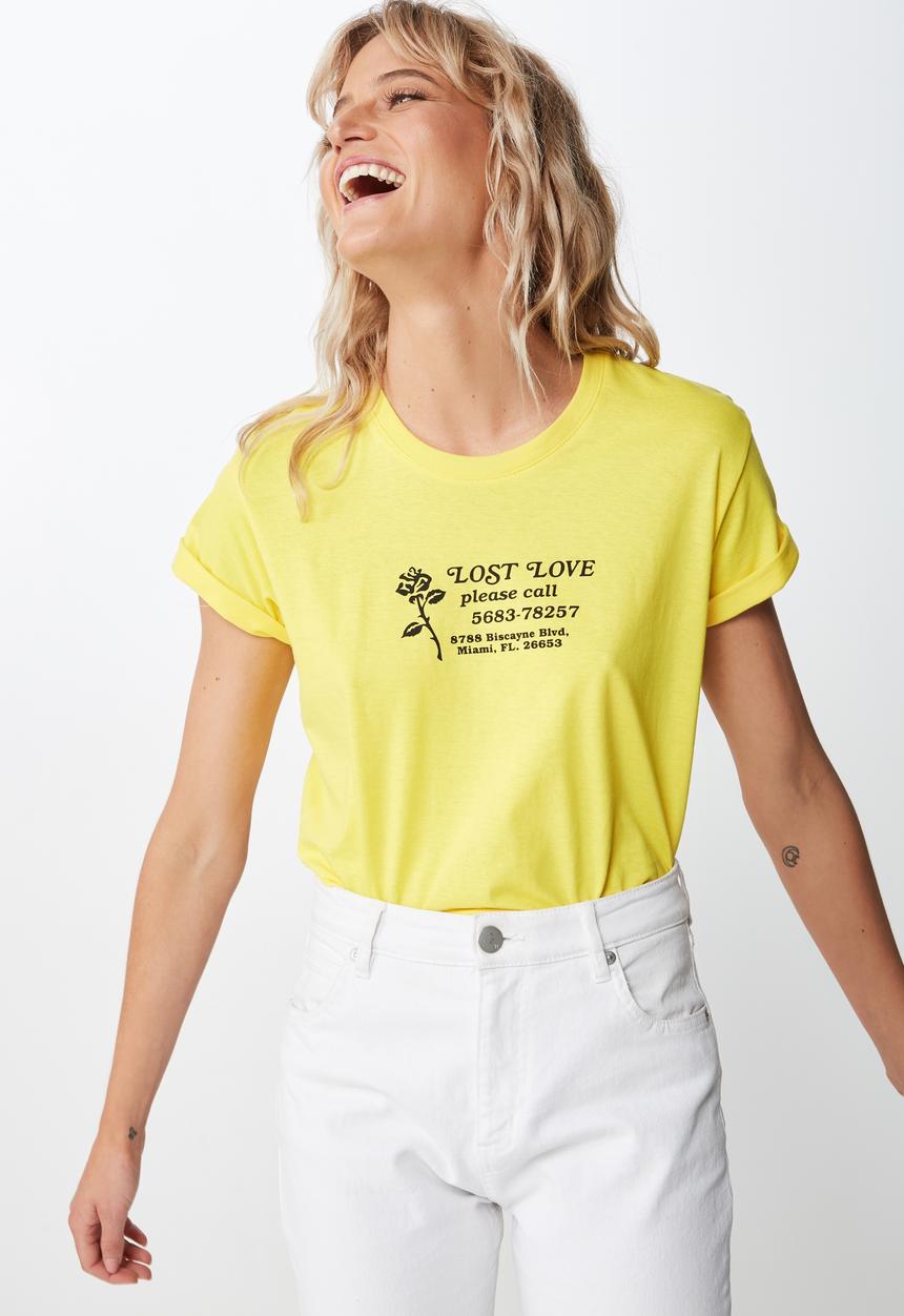 Cotton On - Classic slogan tee - yellow