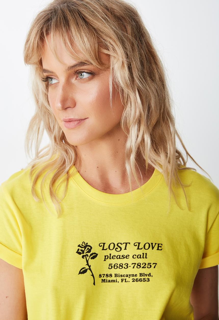 Cotton On - Classic slogan tee - yellow