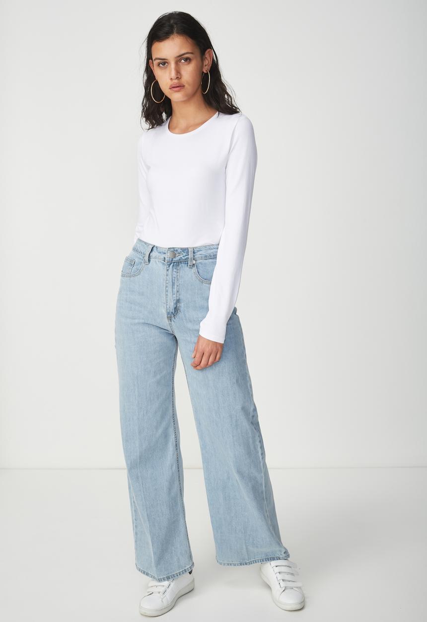 Cotton On - Everyday long sleeve crew neck top - white