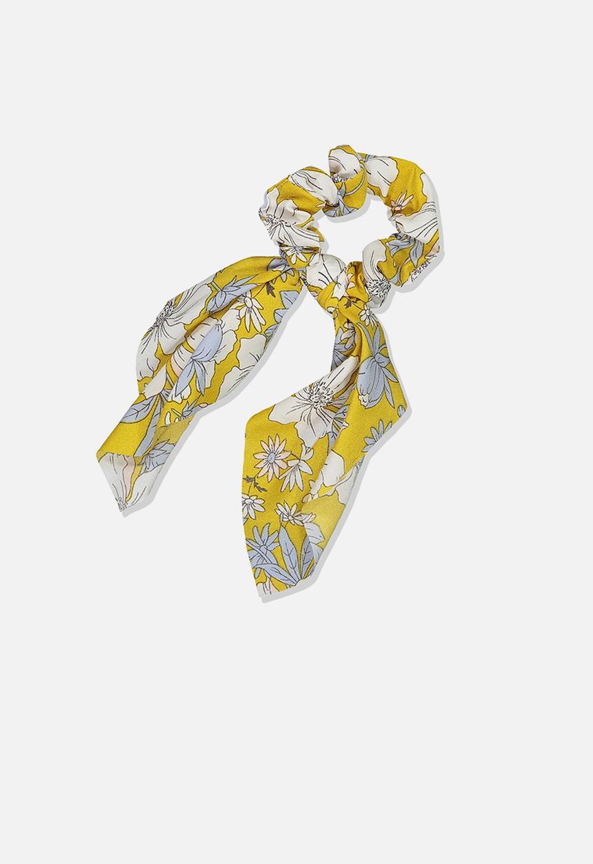 Cotton On - Scarf floral scrunchie - yellow & white