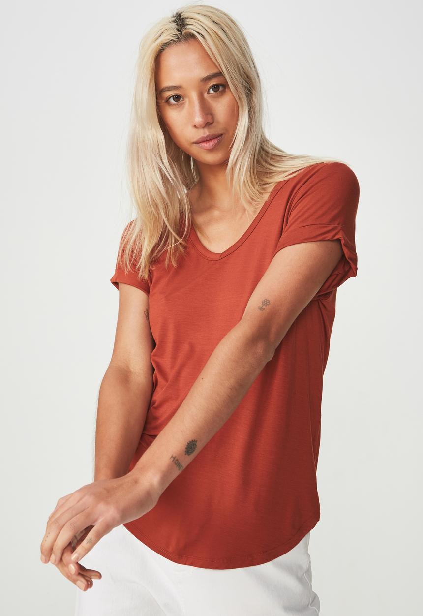 Cotton On - Karly short sleeve top - rust 