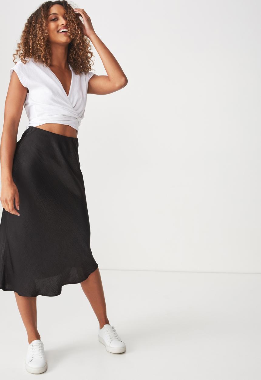 Cotton On - Woven belle bias skirt - black