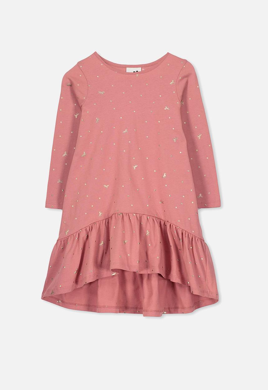 Cotton On - Joss long sleeve dress - pink & gold