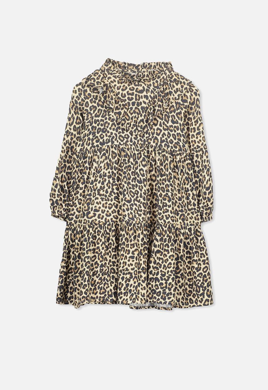 Cotton On - Laura long sleeve leopard print dress - brown & black