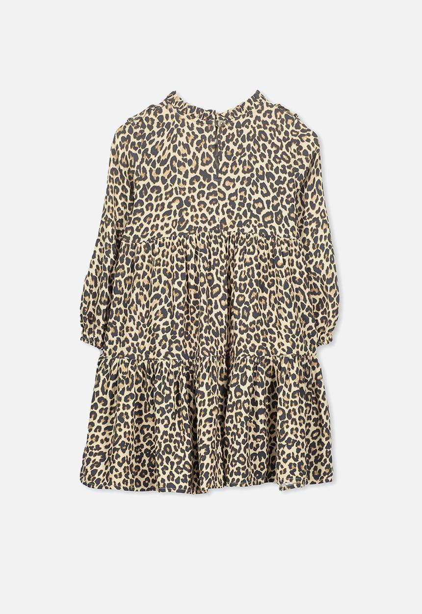 Cotton On - Laura long sleeve leopard print dress - brown & black