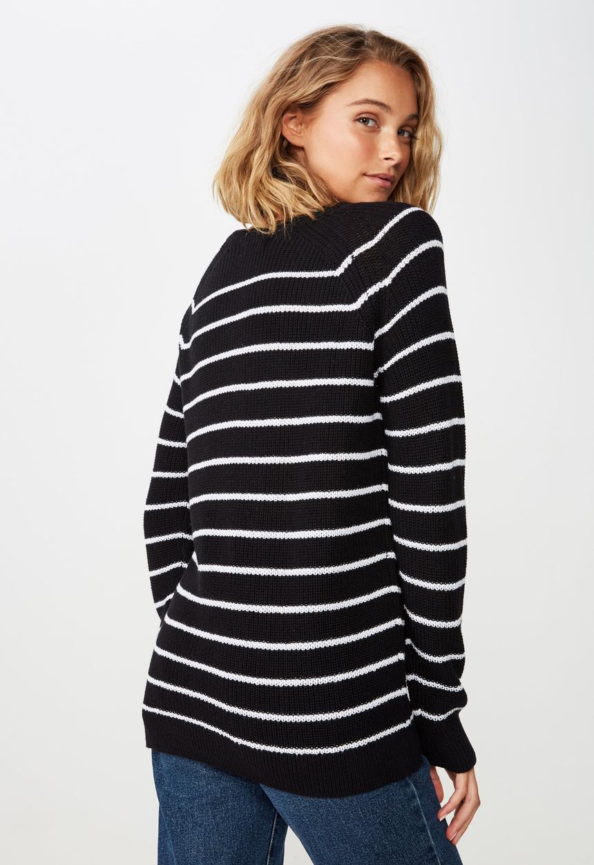 Cotton On - Archy 5 pullover - black & white 