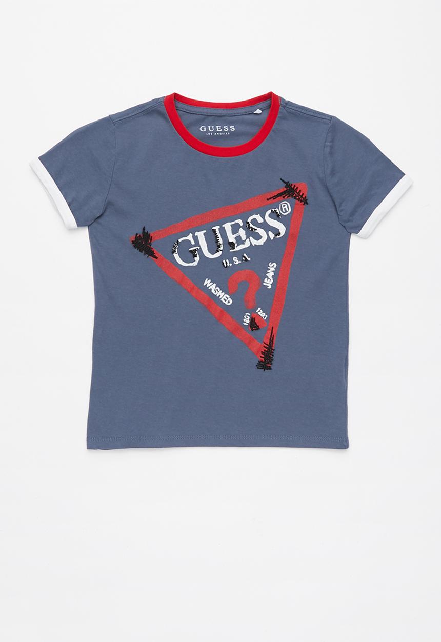 GUESS - Short sleeve guess embroided tee - blue