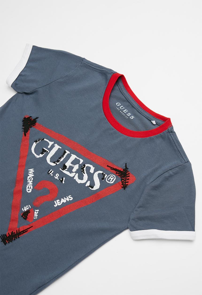 GUESS - Short sleeve guess embroided tee - blue