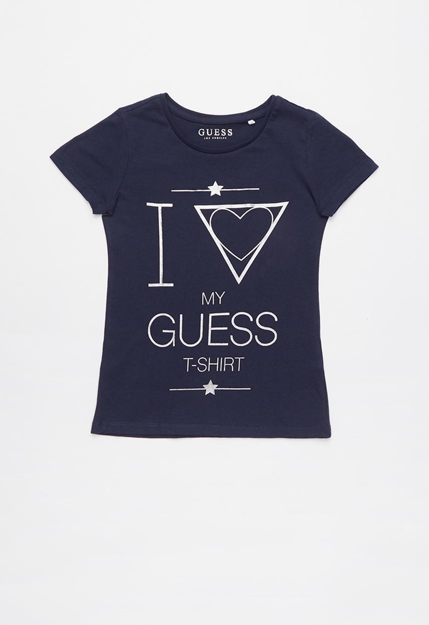 GUESS - Short sleeve tri fall off guess tee - blue