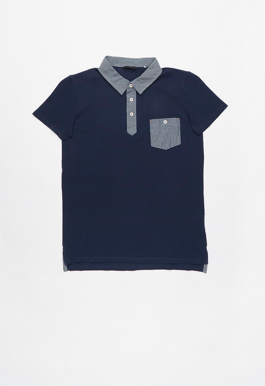 GUESS - Short sleeve guess chambray polo - navy