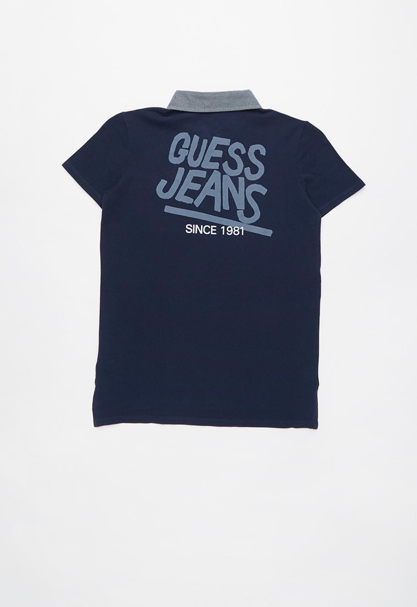 GUESS - Short sleeve guess chambray polo - navy
