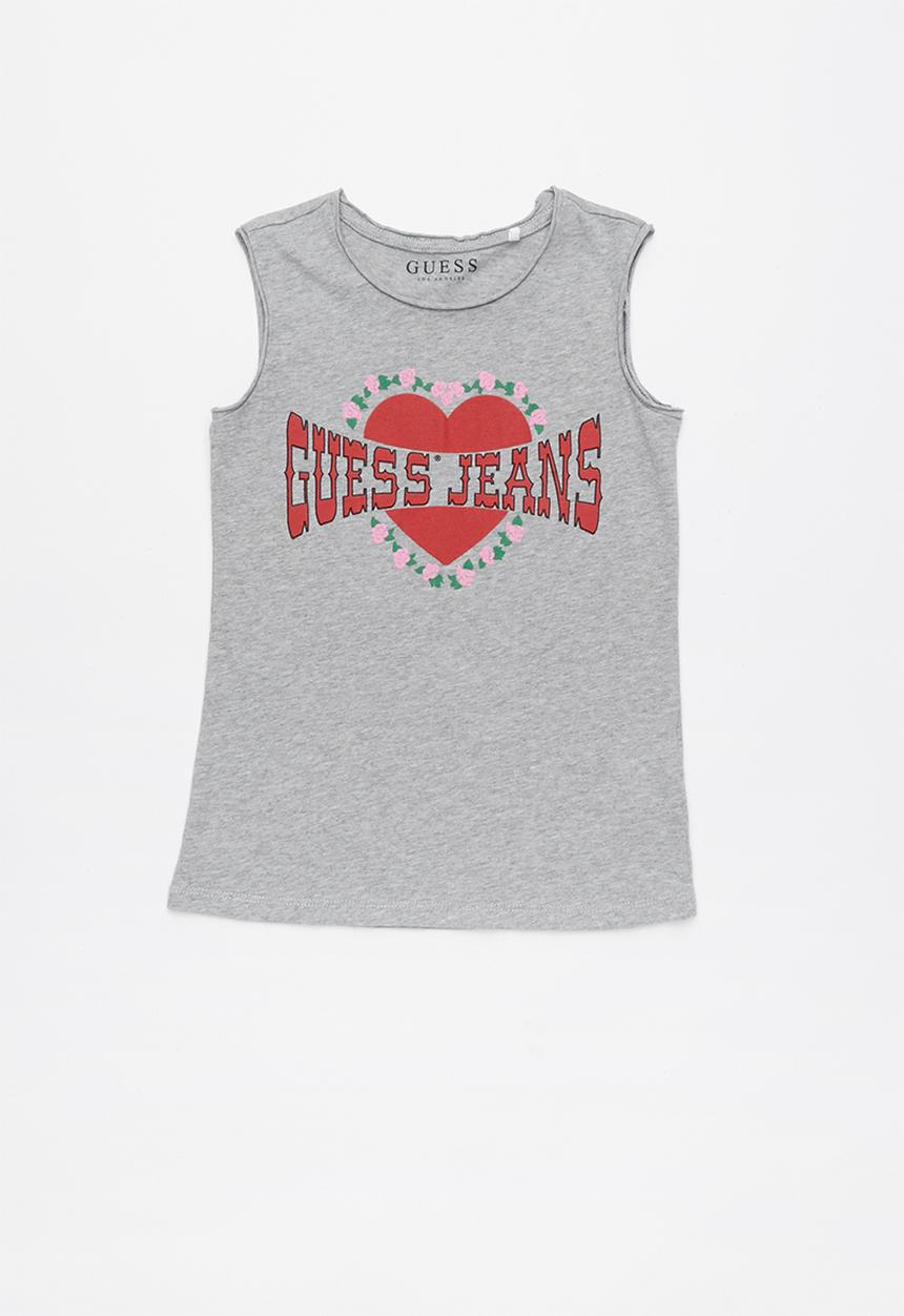 GUESS - Teens short sleeve muscle body heart tee - grey