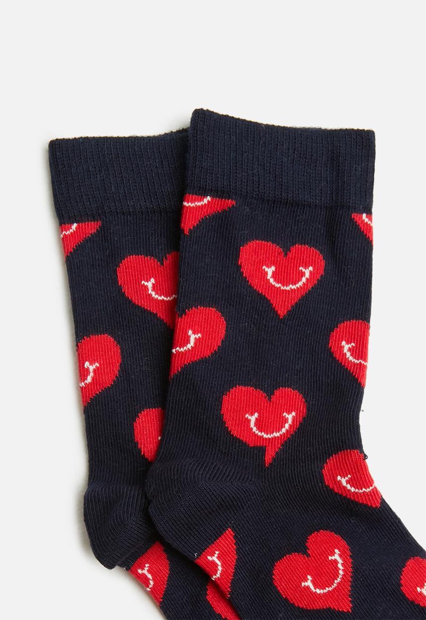 Happy Socks - Smiley heart sock - navy & red