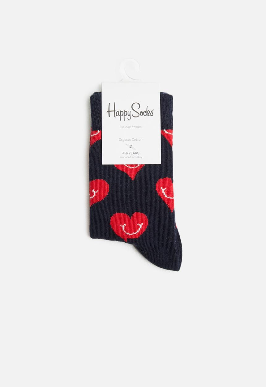 Happy Socks - Smiley heart sock - navy & red