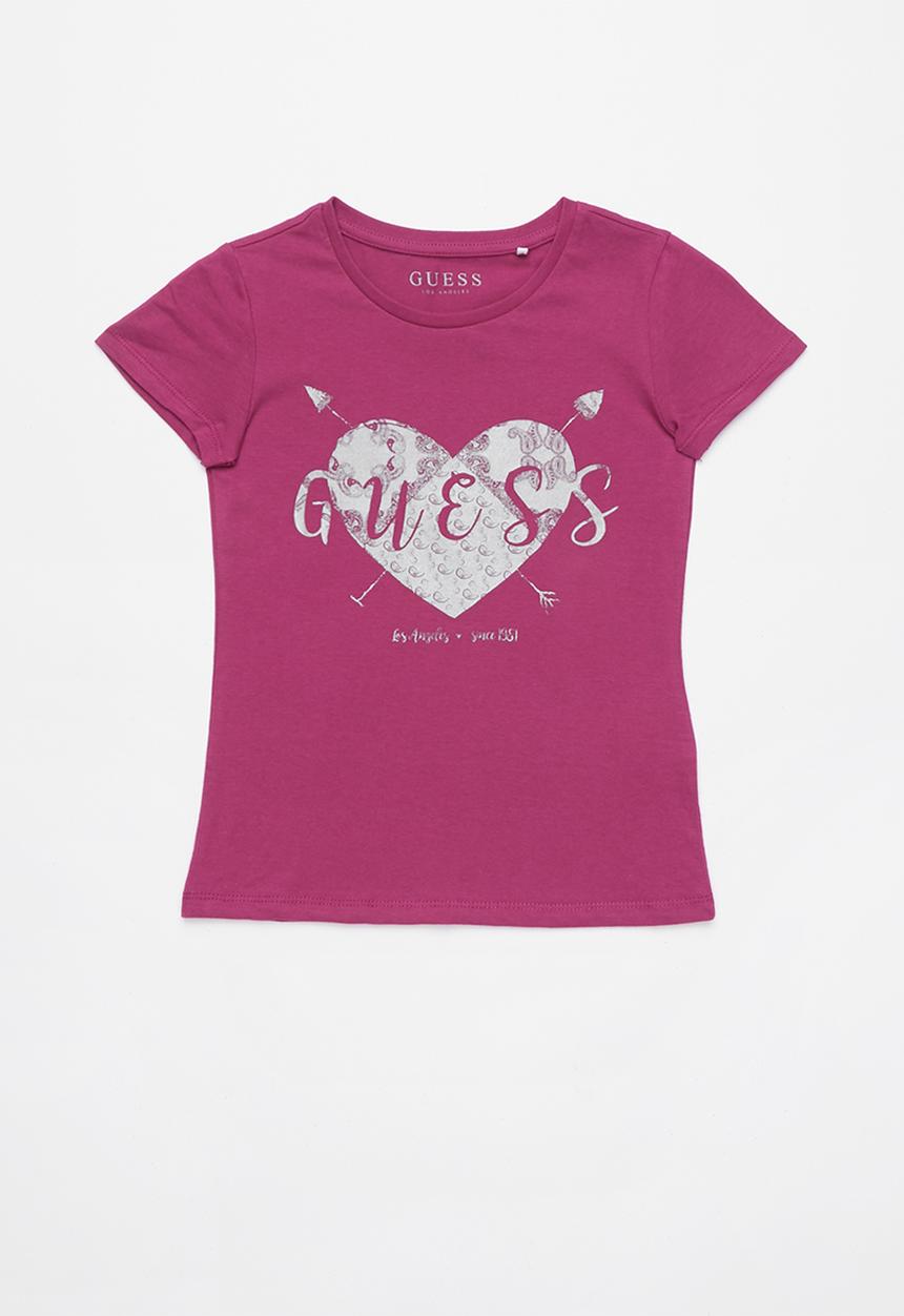 GUESS - Teens short sleeve guess heart arrows tee - purple