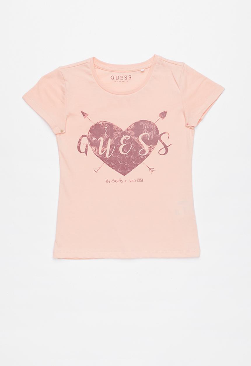 GUESS - Teens short sleeve guess heart arrows tee - peach