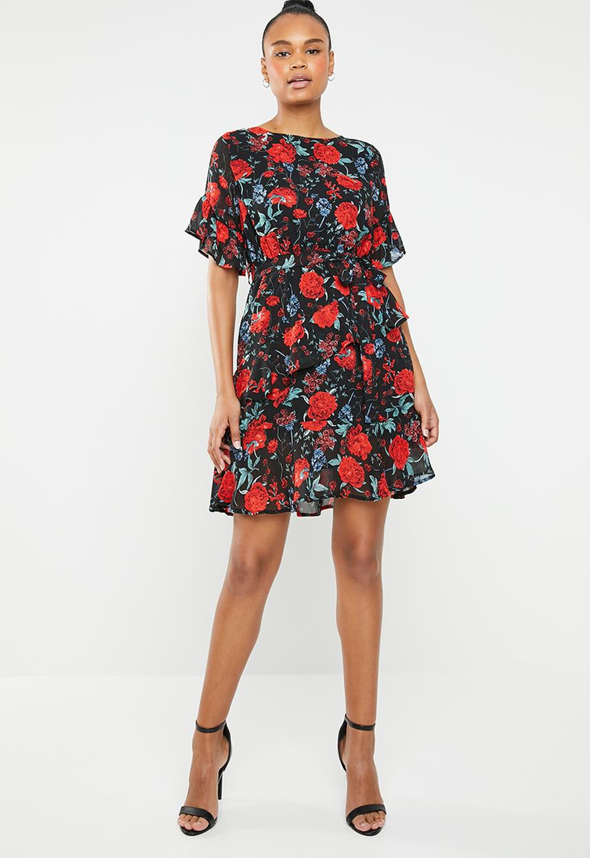 Revenge - Rose flutter sleeve dress - multi