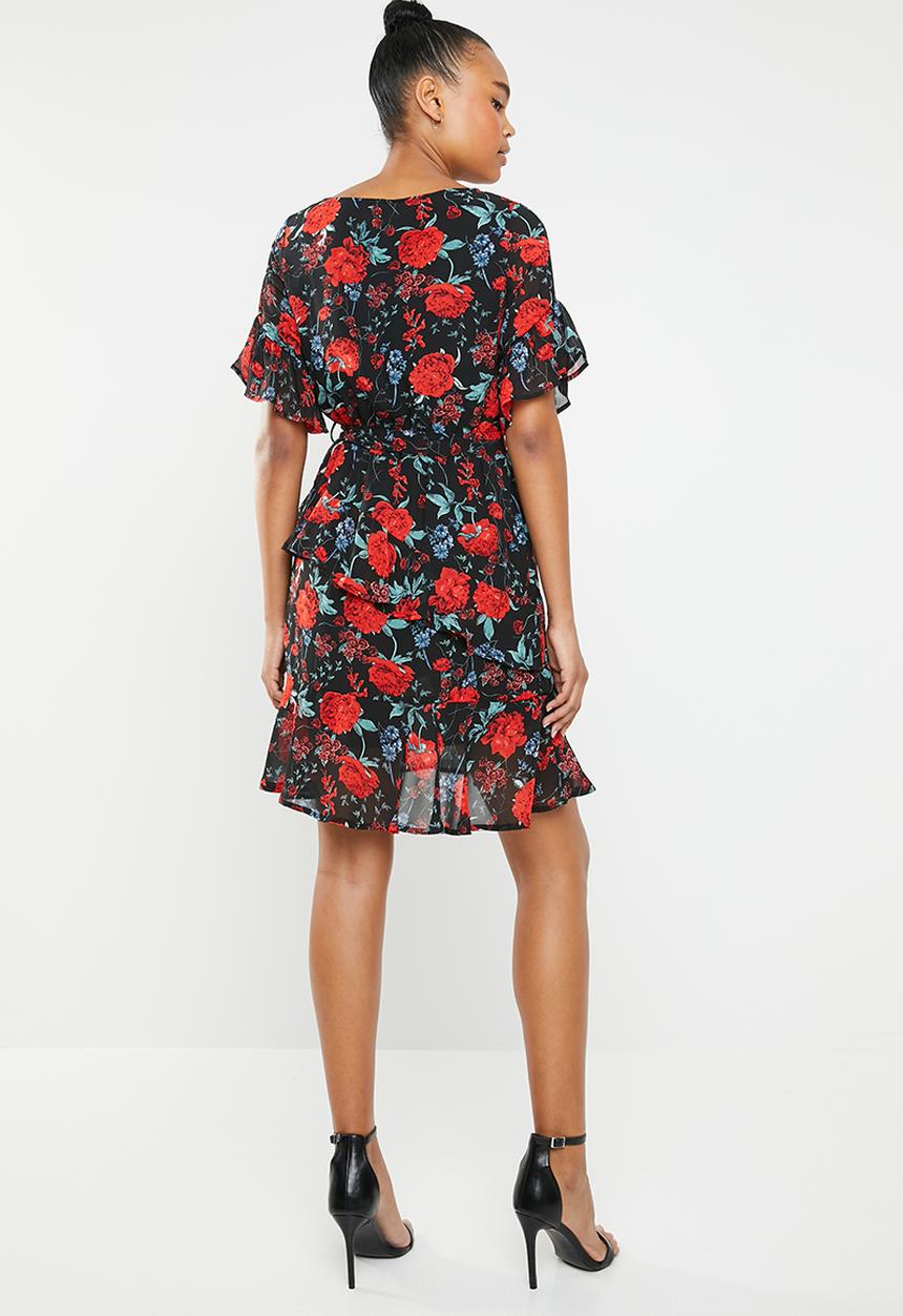 Revenge - Rose flutter sleeve dress - multi