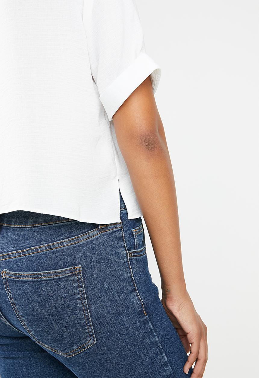 New Look - Peggy button detail boxy shirt - white