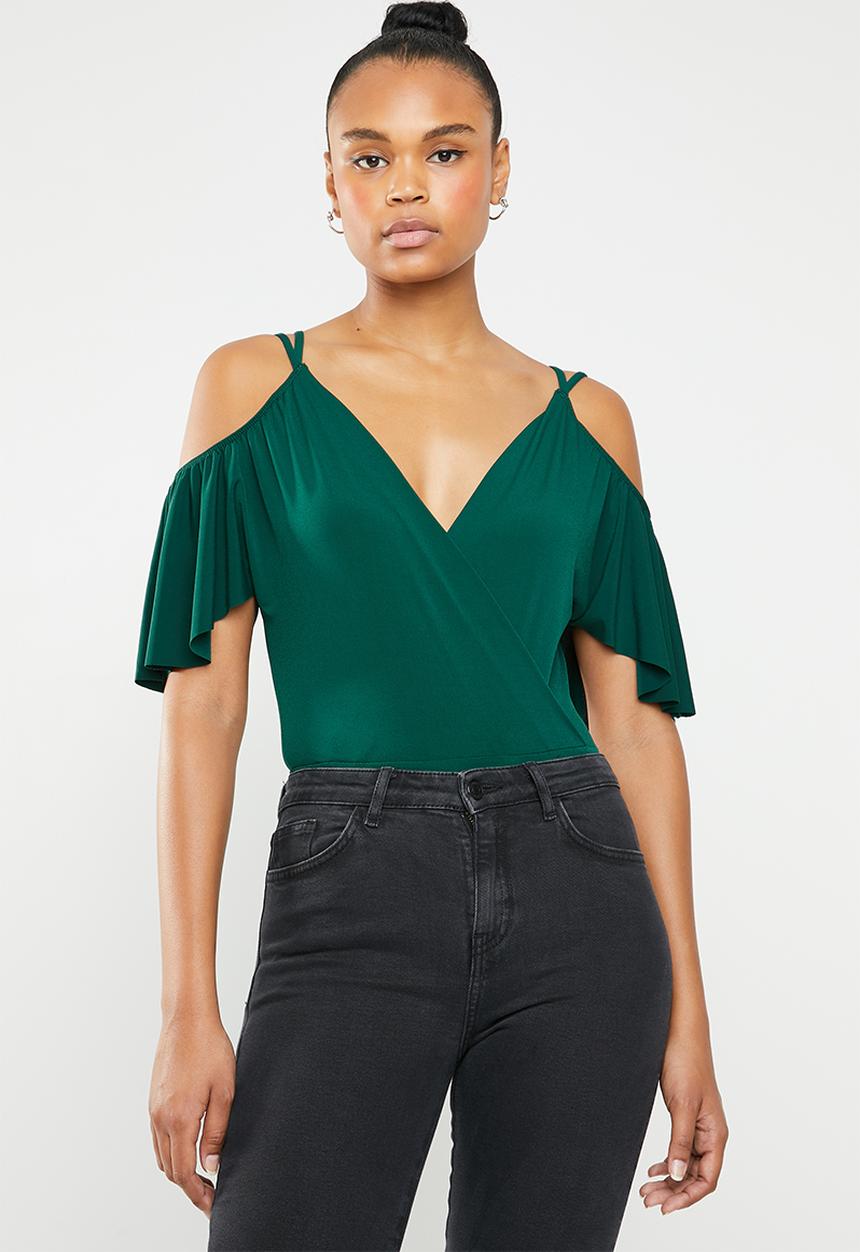 New Look - Draped wrap bodysuit - green
