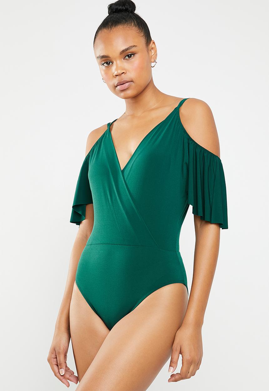 New Look - Draped wrap bodysuit - green