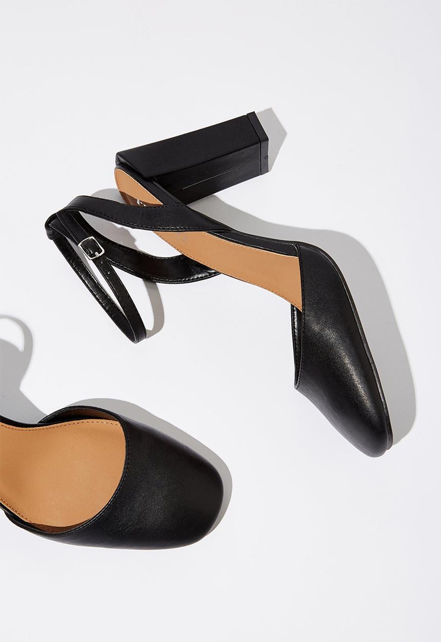 Cotton On - Brianna square toe heel - black smooth