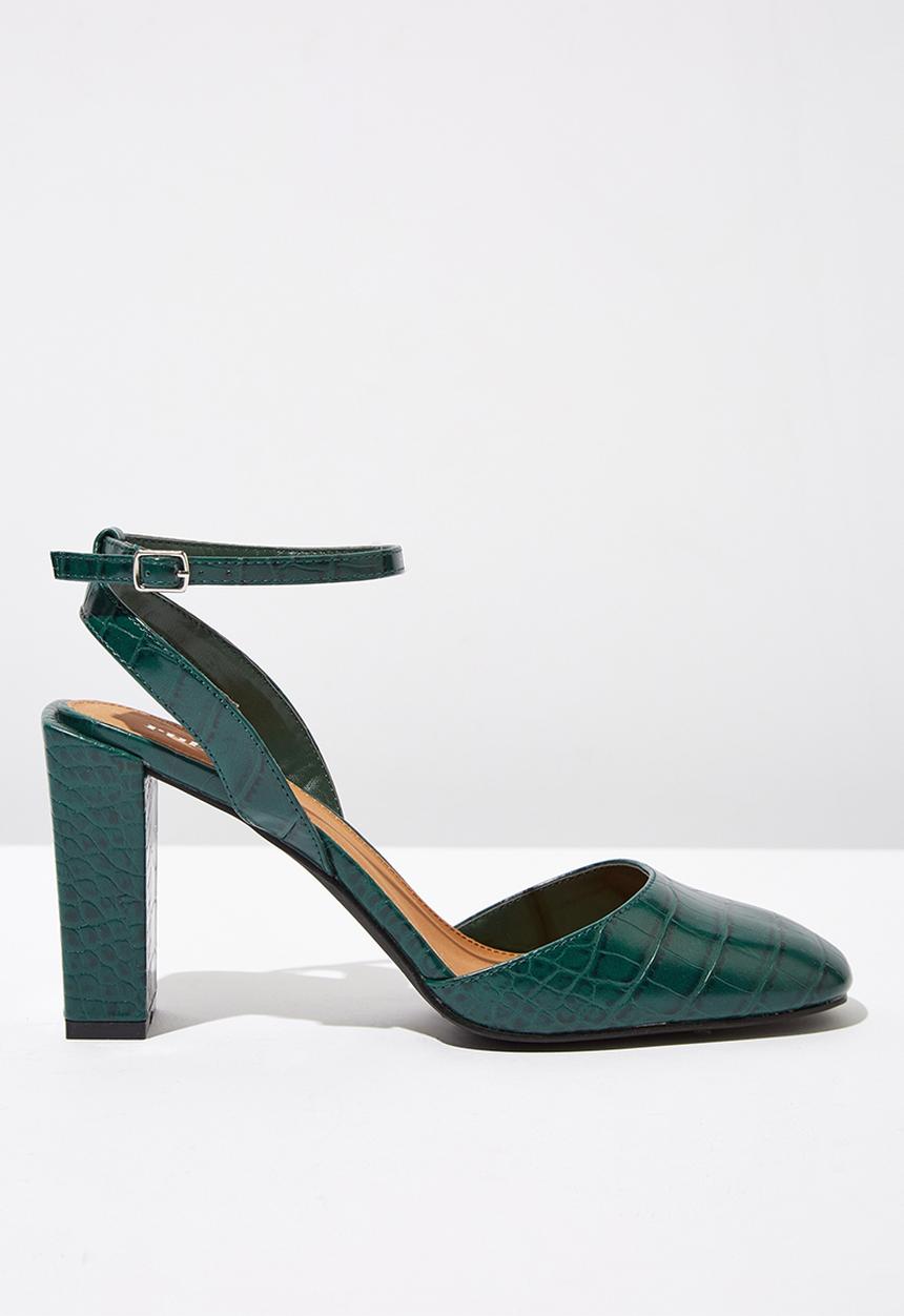 Cotton On - Croc faux leather square toe heel - green