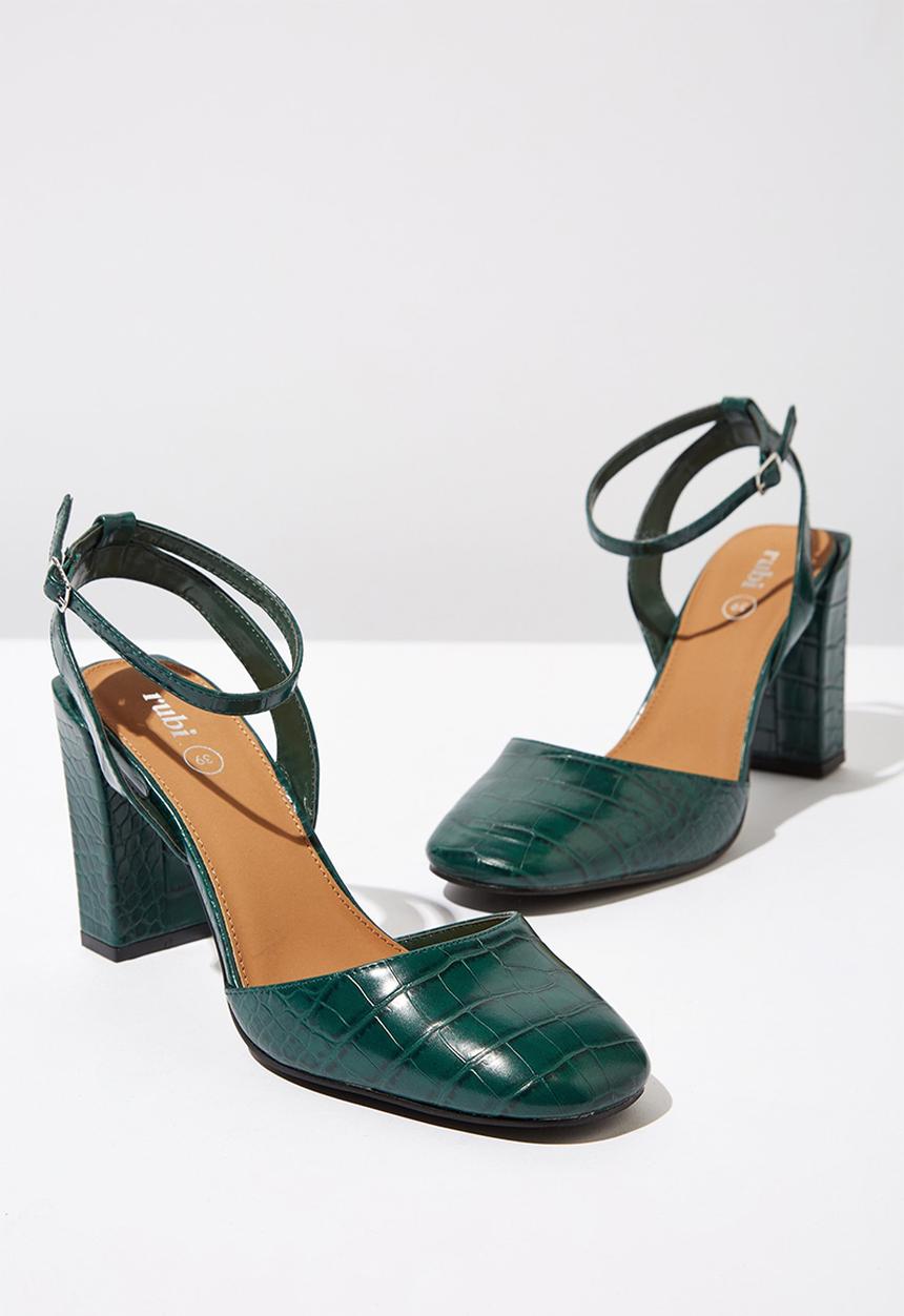 Cotton On - Croc faux leather square toe heel - green