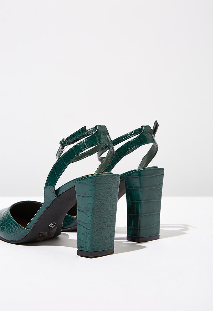 Cotton On - Croc faux leather square toe heel - green