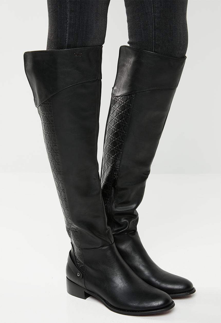 Plum - Over the knee boot - black