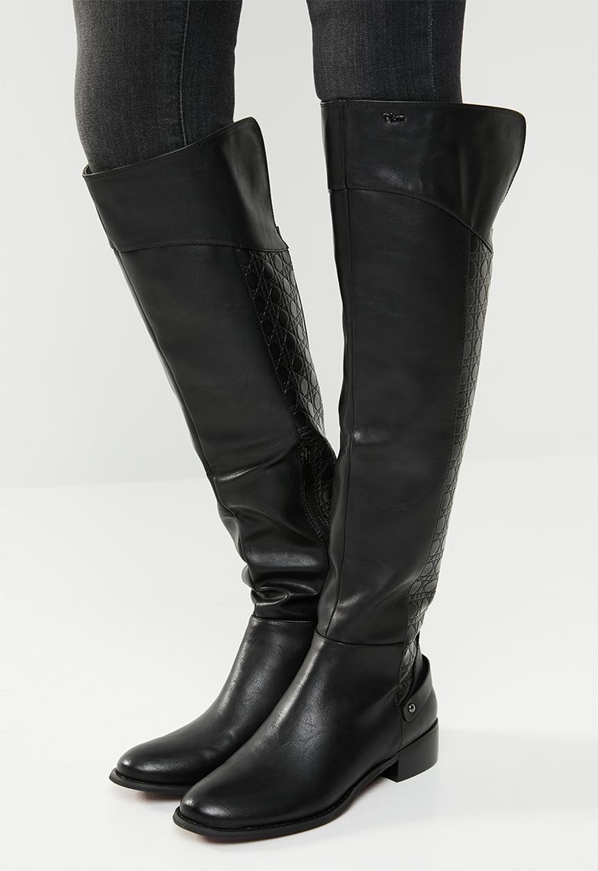 Plum - Over the knee boot - black