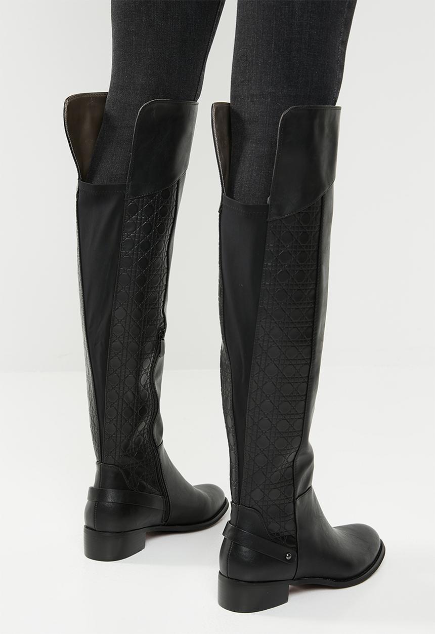 Plum - Over the knee boot - black