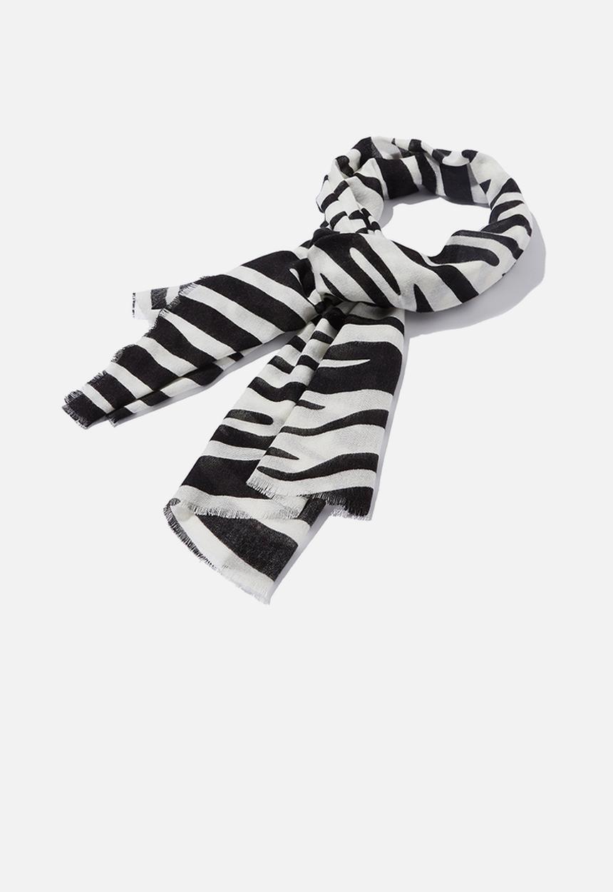 Cotton On - Maddie mid weight tilly zebra scarf - black & white