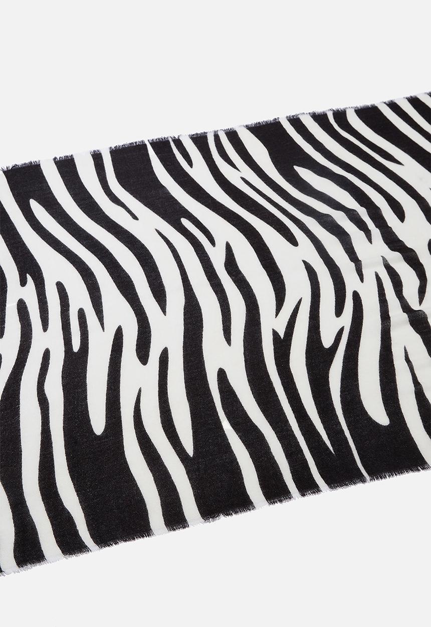Cotton On - Maddie mid weight tilly zebra scarf - black & white