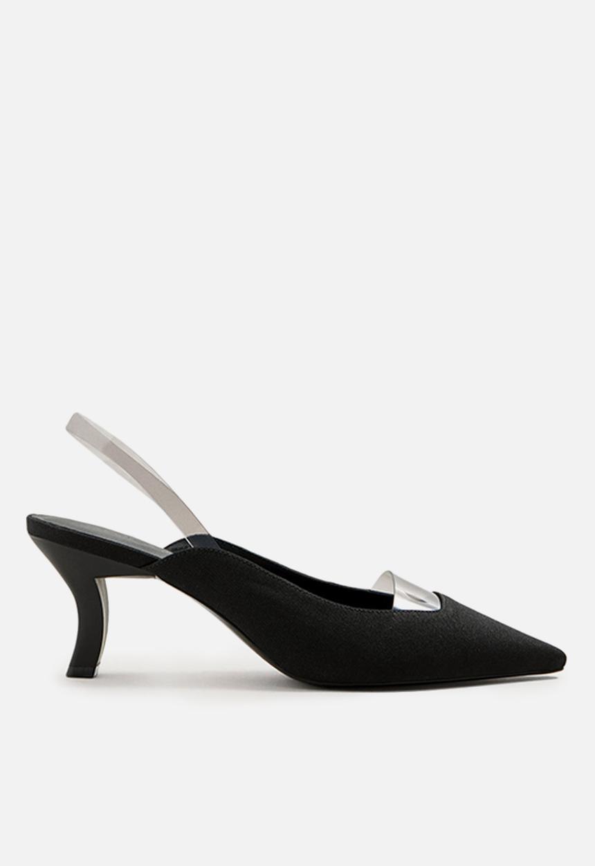 MANGO - Vinyl detail heel - black