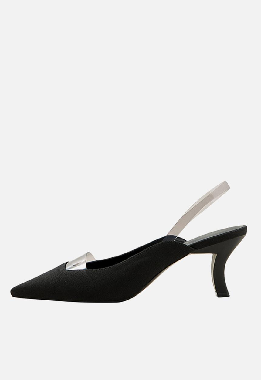 MANGO - Vinyl detail heel - black