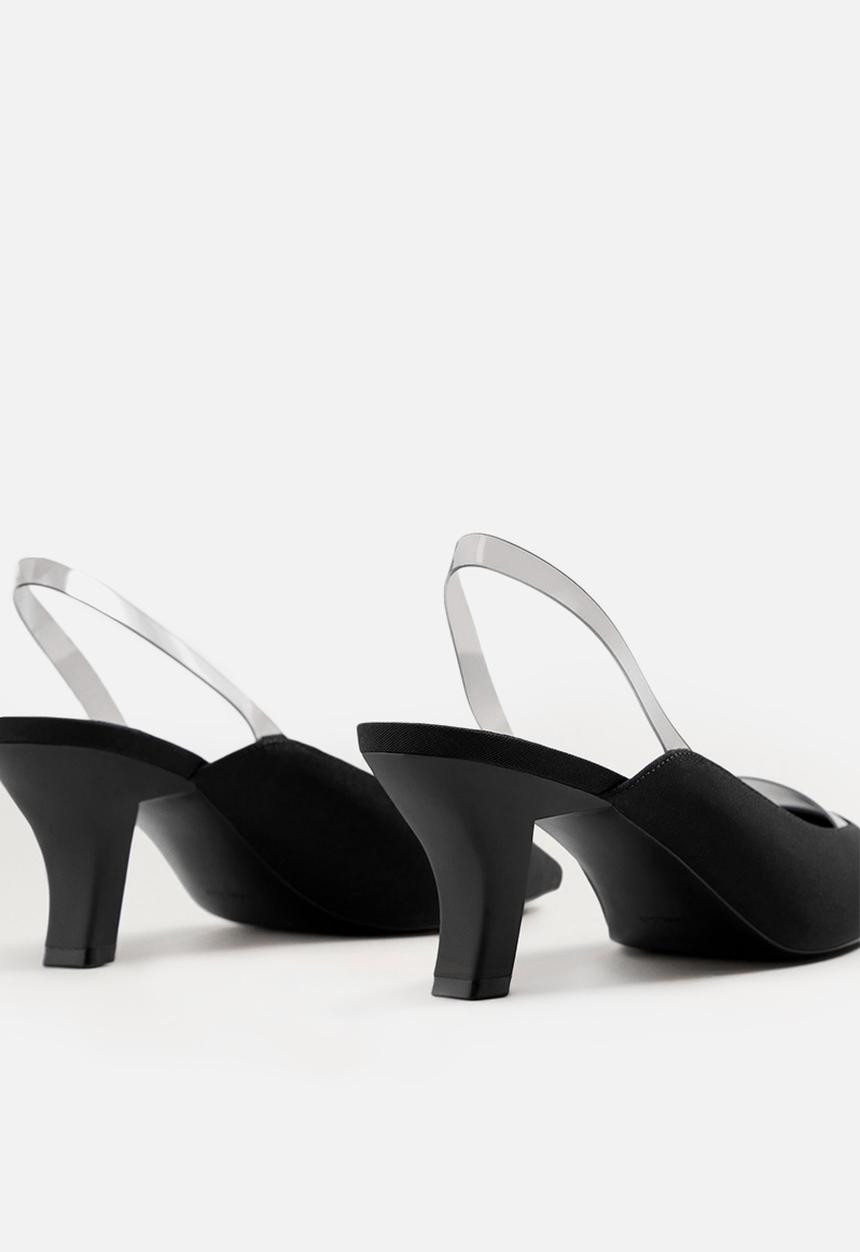 MANGO - Vinyl detail heel - black