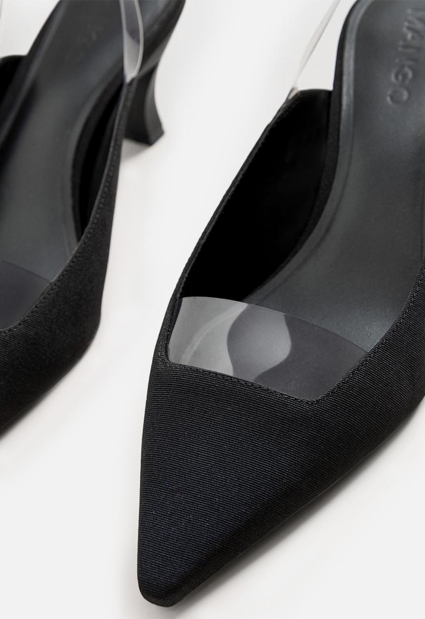 MANGO - Vinyl detail heel - black