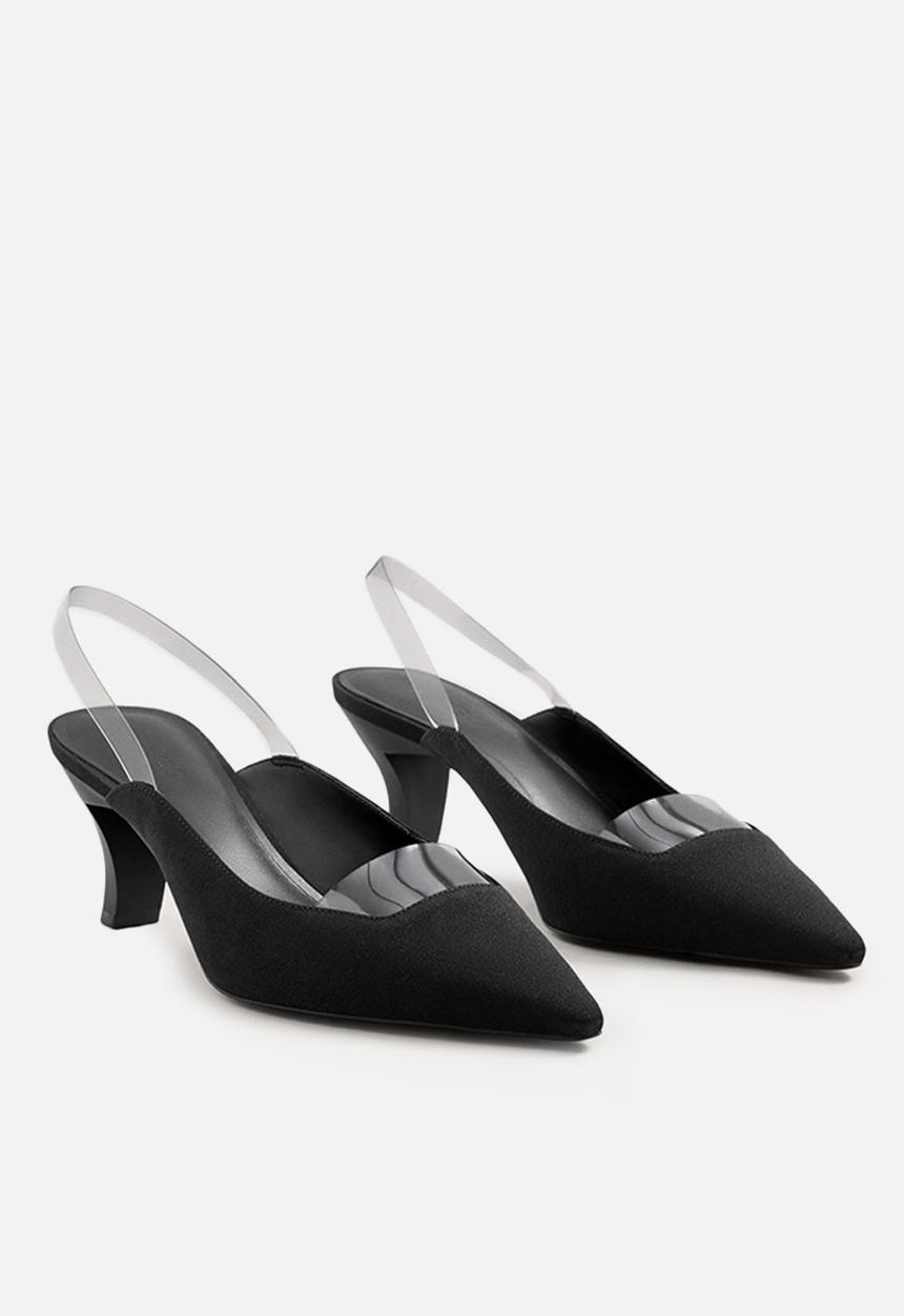 MANGO - Vinyl detail heel - black