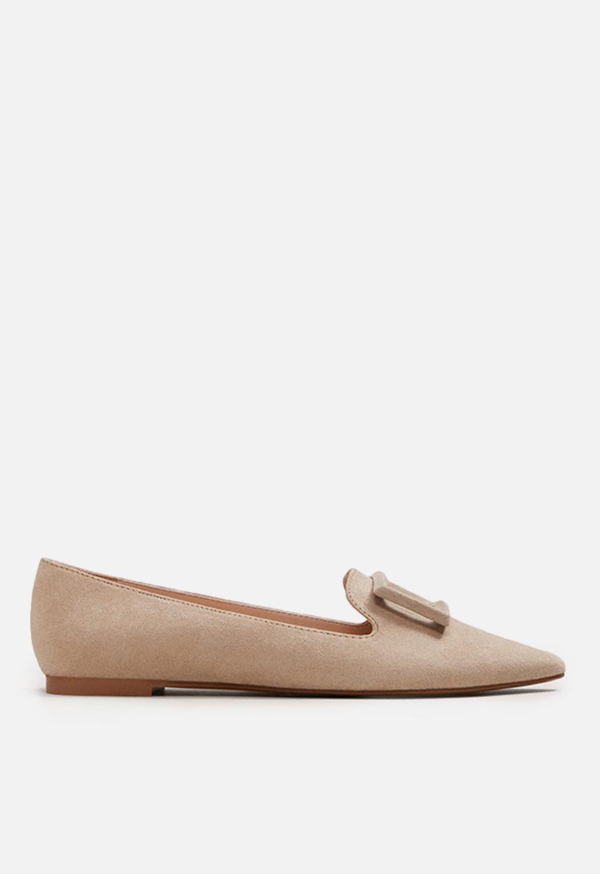 MANGO - Buckle flat loafer - taupe